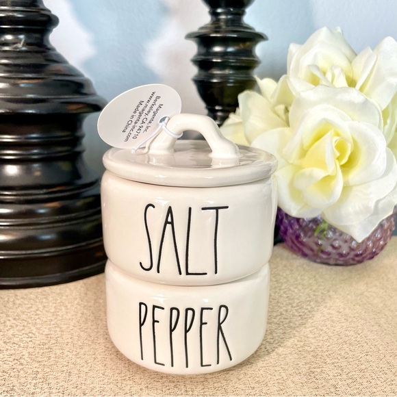 New Rae Dunn Ceramic Stackable SALT/PEPPER Cellars - Picture 4 of 4